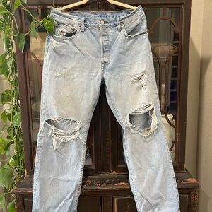 Levi's Light Blue Relaxed Distressed Jeans